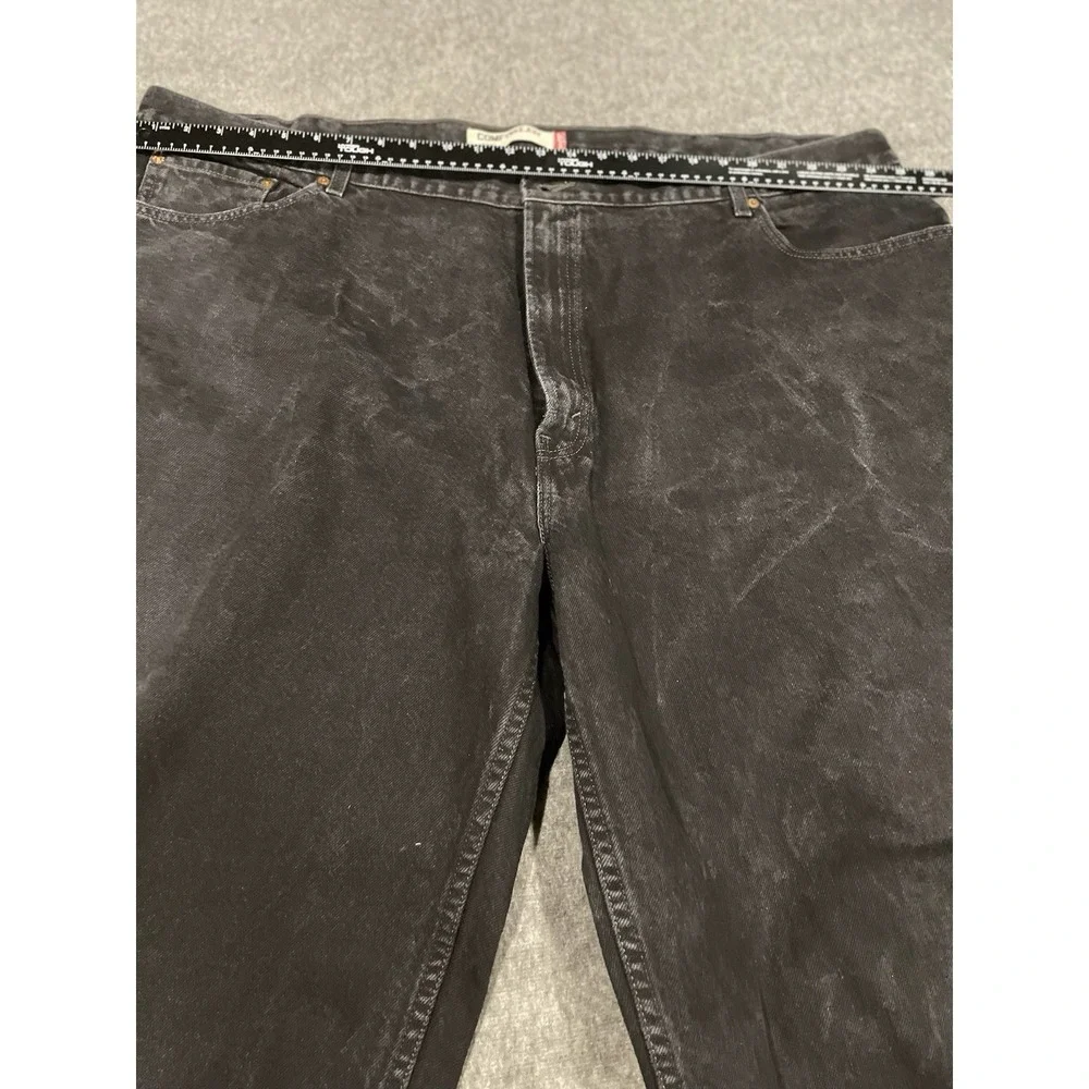 Levi's Vintage 50x29 Relaxed Loose Fit Men's Jeans, Black Denim Pants Distress